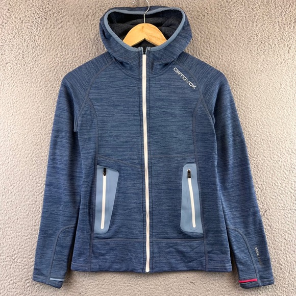 Ortovox Tops - ORTOVOX Fleece Hooded Full Zip Jacket Blue Heathered Women's Small Outdoor